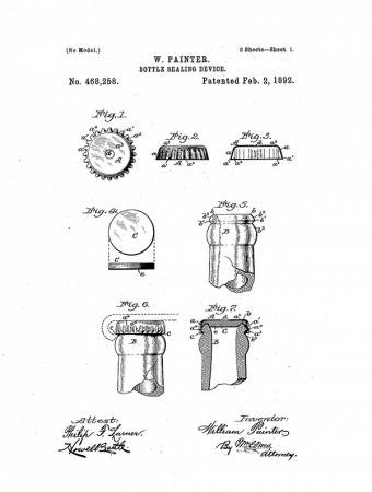 02 лютого 1892 року. Американець Вільям ПЕЙНТЕР одержав патент на звичну для нас металеву пляшкову пробку з